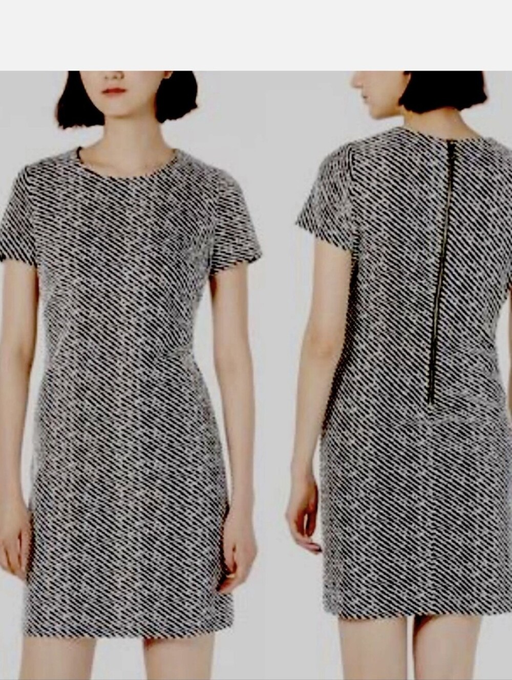 Calvin Klein Black And White Jacquard Ponte Knit Sheath Dress Size 14